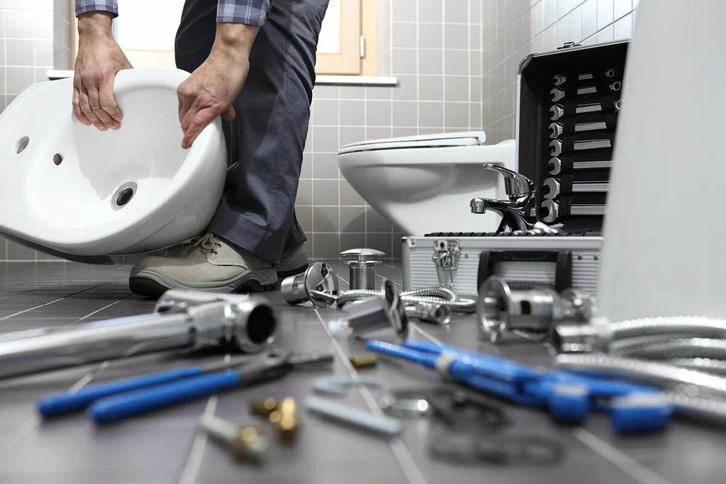 Plumbing tools prepared for a bathroom repair in Wesley Chapel